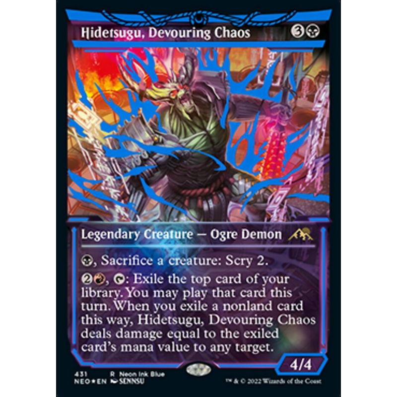 Hidetsugu, Devouring Chaos (Neon Ink Blue) [Kamigawa: Neon Dynasty]