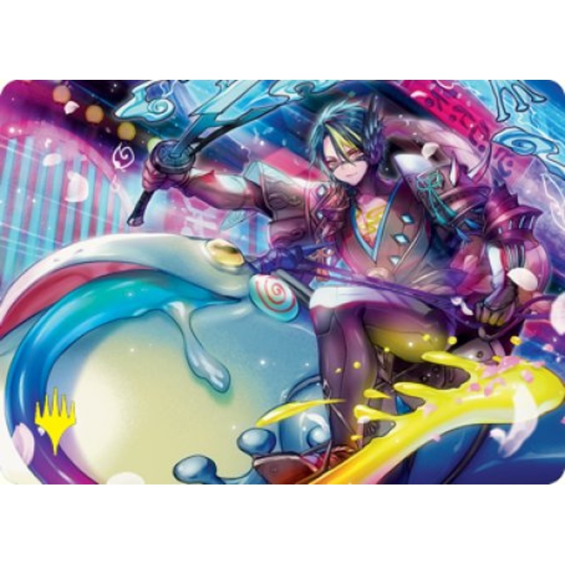Tatsunari, Toad Rider Art Card (Gold-Stamped Signature) [Kamigawa: Neon Dynasty Art Series]