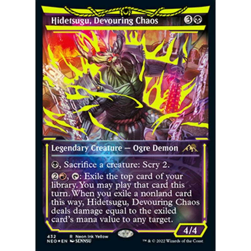 Hidetsugu, Devouring Chaos (Neon Ink Yellow) [Kamigawa: Neon Dynasty]