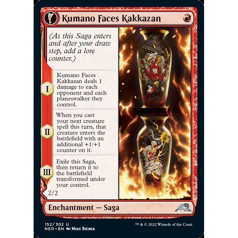 Kumano Faces Kakkazan // Etching of Kumano [Kamigawa: Neon Dynasty]