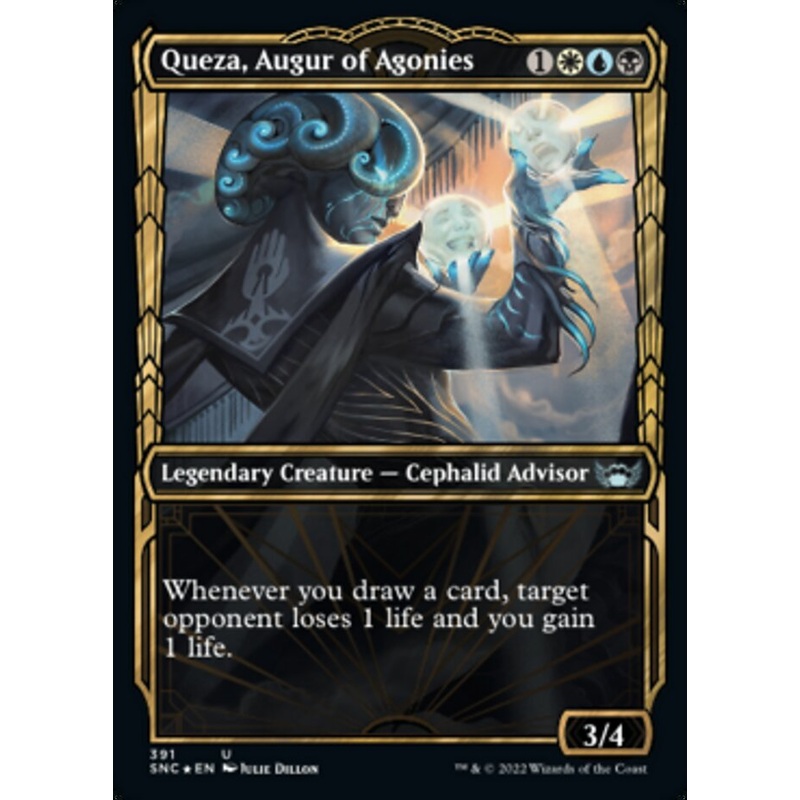 Queza, Augur of Agonies (Showcase Golden Age Gilded Foil) [Streets of New Capenna]