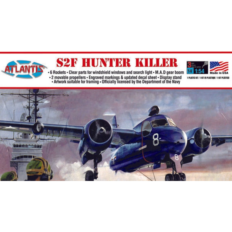 ATLANTIS A145 Grumman US NAVY S2F Tracker Hunter Killer Plastic Model kit 1/54