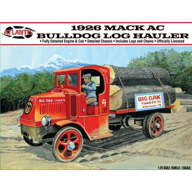 ATLANTIS M2401 1/24 1926 Mack Bulldog Log Hauler Plastic Model Kit