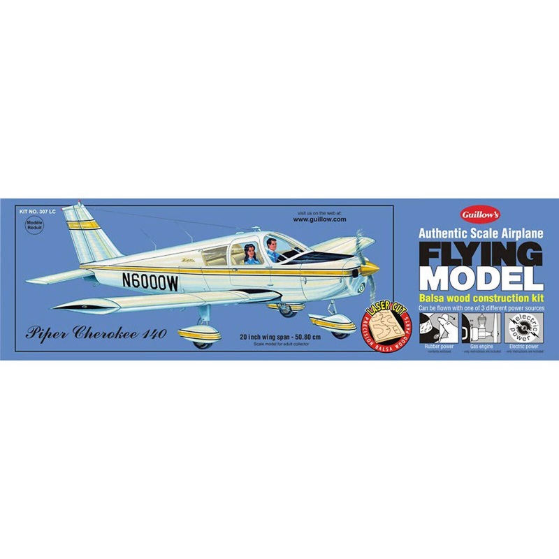 GUILLOWS 307LC Piper Cherokee 140 Laser Cut Kit 20"