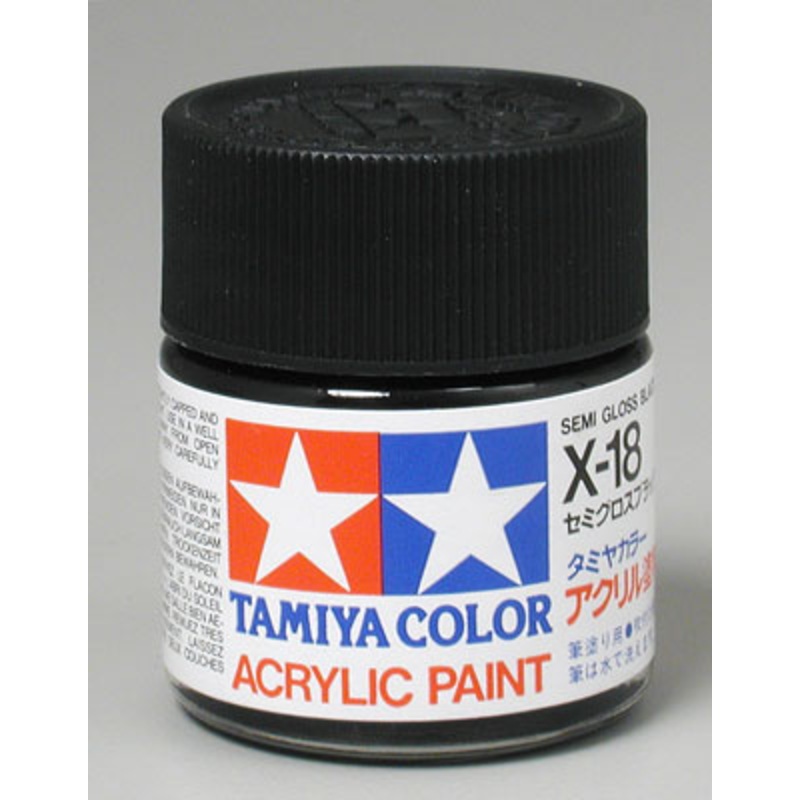 TAMIYA 81018 X-18 Acrylic Semi-Gloss Black 3/4 oz
