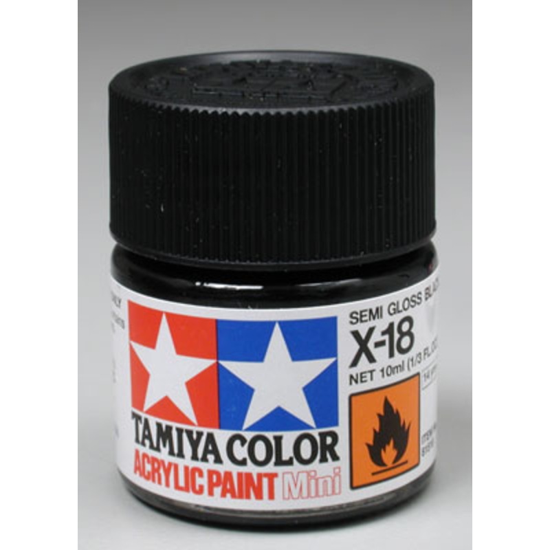 TAMIYA 81518 X-18 Acrylic Mini X18 Semi-Gloss Black 1/3 oz