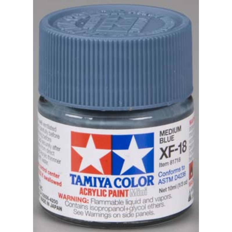 TAMIYA 81718 XF-18 Acrylic Mini Medium Blue 1/3 oz