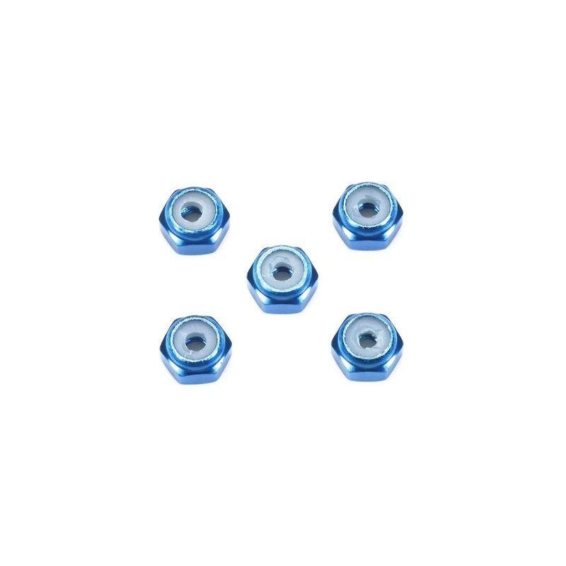 TAMIYA 15500 2mm Aluminum Lock Nut (Blue) (5)
