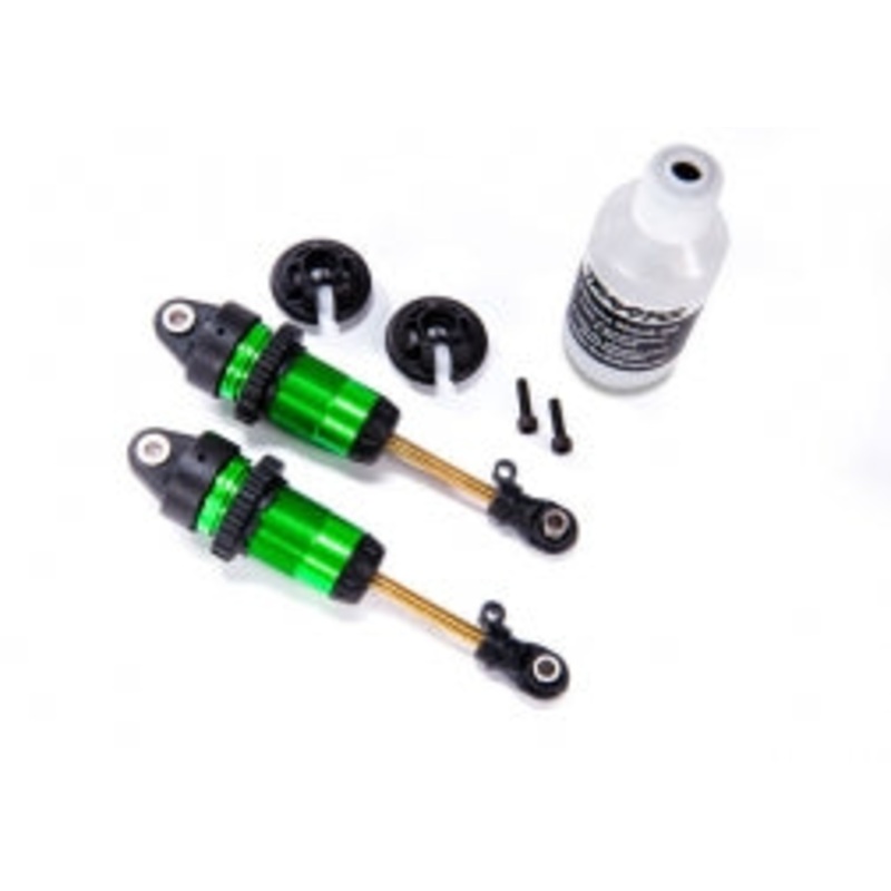 TRAXXAS 7461G Shocks, GTR long green-anodized, PTFE-coated bodies with TiN shafts fully assembled, without springs) (2)