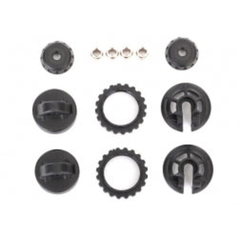 TRAXXAS 7468X Caps & spring retainers, GTR shock (upper cap (2)/ hollow balls (4)/ bottom cap (2)/ upper retainer (2)/ lower retainer (2)) For the Ulimate Desert Racer