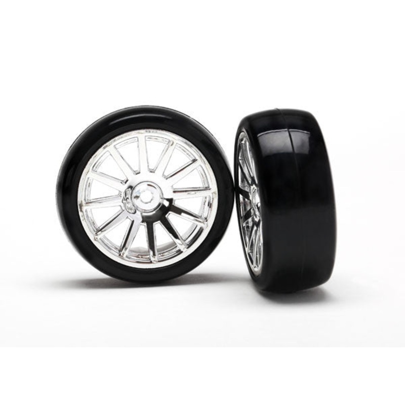 TRAXXAS 7573 Tires & Wheels Assembled 12-Spoke Chrome Slick