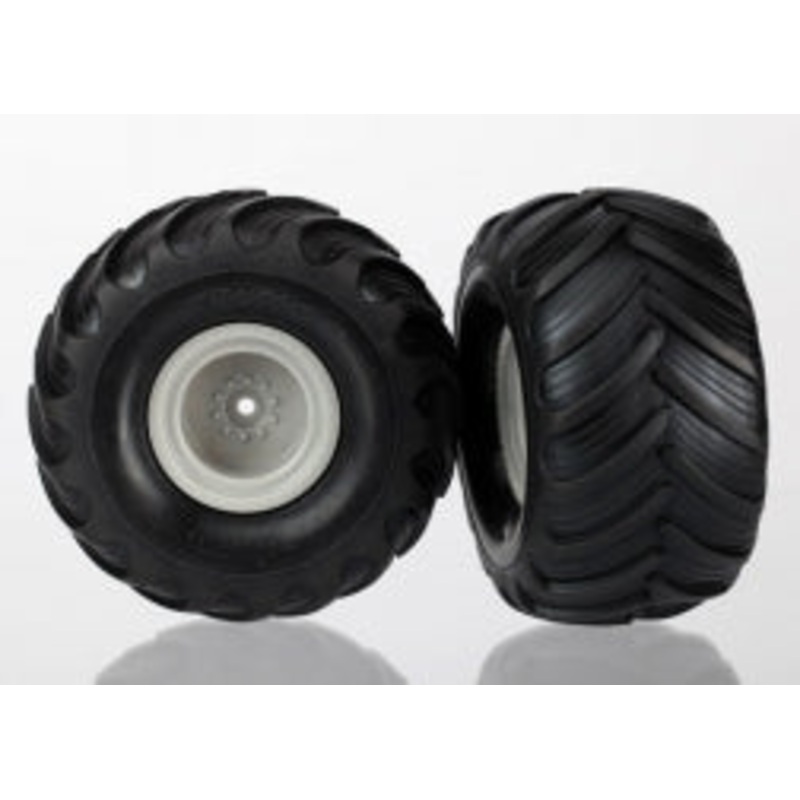 TRAXXAS 7265 Tires & wheels, assembled grey wheels dual profile, 1.5" outer and 2.2" inner dual profile tires (2) 1/16 Summit