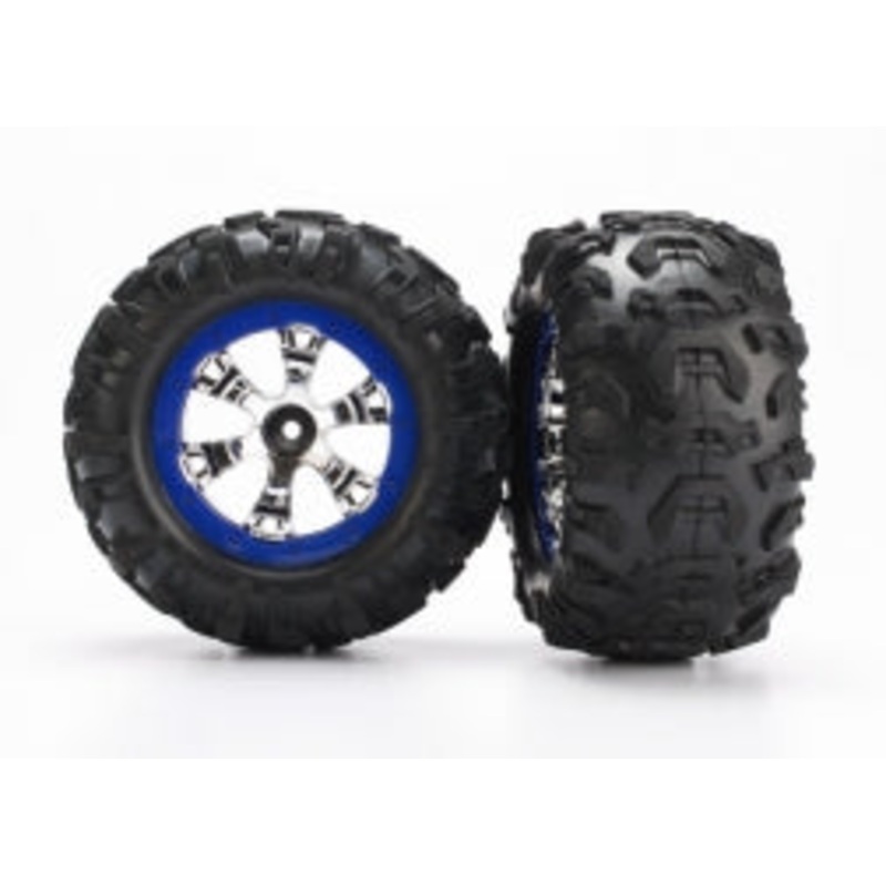 TRAXXAS 7274 Geode chrome, blue beadlock style wheels, Canyon AT tires