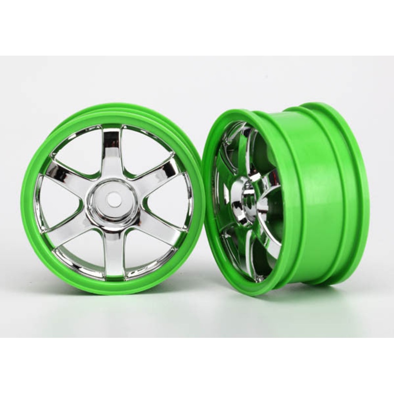 TRAXXAS 7374 Wheels Volk Racing TE37 Chrome/Green (2)