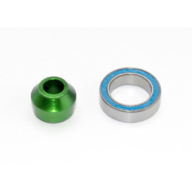 TRAXXAS 6893G Bearing adapter, 6061-T6 aluminum (green-anodized) (1)/ 10x15x4mm ball bearing (black rubber sealed) (1) (for slipper shaft)
