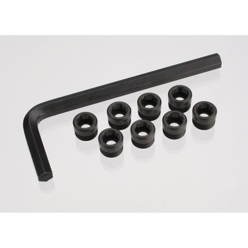 TRAXXAS 7033X Aluminum caps, pivot ball (threaded aluminum, hard-anodized with PTFE-coating) (8)/ hex wrench, 5mm