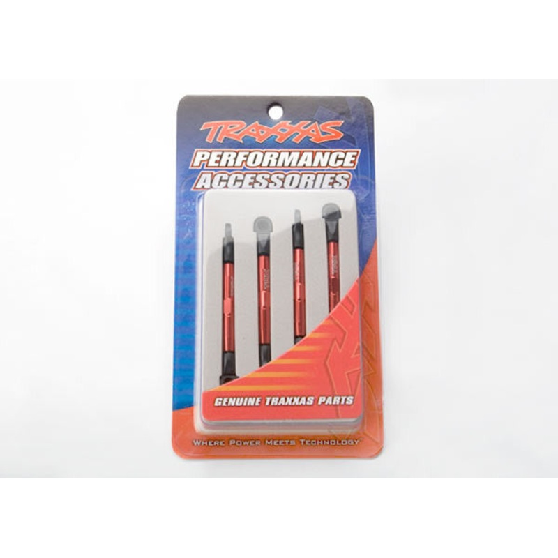 TRAXXAS 7038X Toe links, aluminum (red-anodized) (4) (assembled with rod ends and threaded inserts)