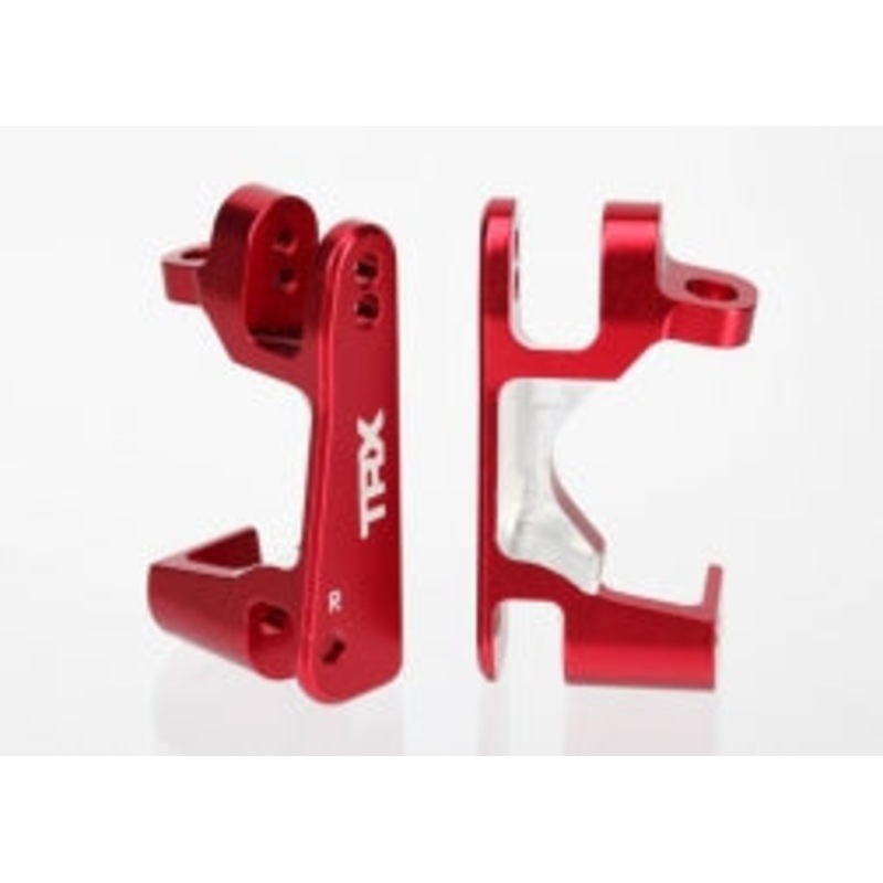 TRAXXAS 6832R Caster blocks c hubs 6061-T6 aluminum, left & right RED-anodized : SLASH 4X4, STAMPEDE 4x4