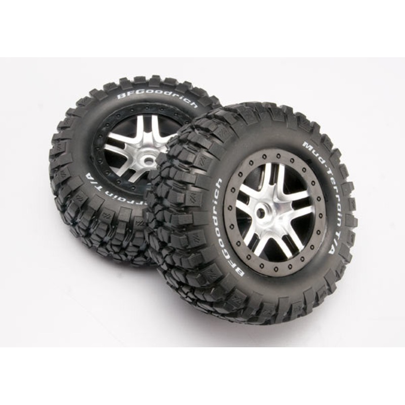 TRAXXAS 6873  Tire/Wheel Assembly Glued Chrome Slash 4x4