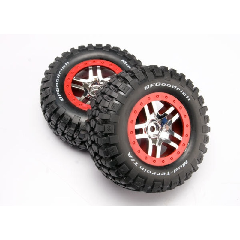 TRAXXAS 6873A Tire/Wheel Assembly Glued Chrome Slash 4x4