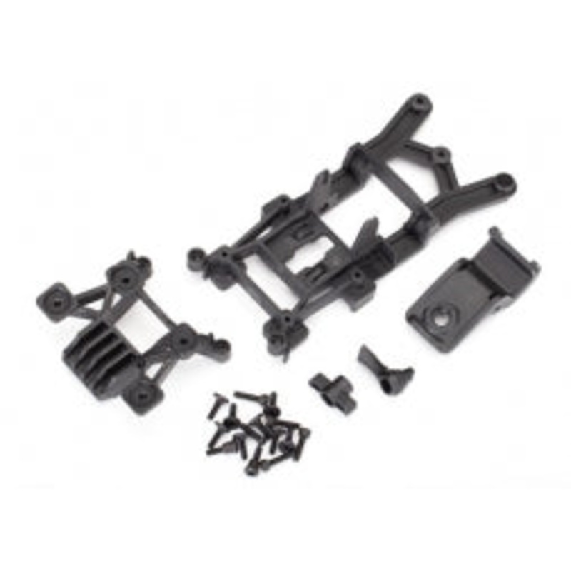 TRAXXAS 6720 Body mounts, front & rear/ 3x12mm CS (4)/ 3x12mm shoulder screw (2)/ 3x10mm flat-head machine screw (8)/ 3x12mm BCS (1)