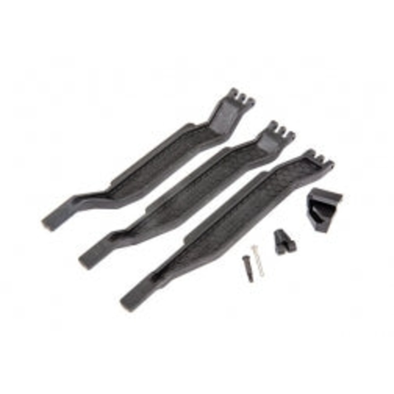 TRAXXAS 6726X Battery hold-down (3)/ battery clip/ hold-down post/ screw pin/ pivot post screw