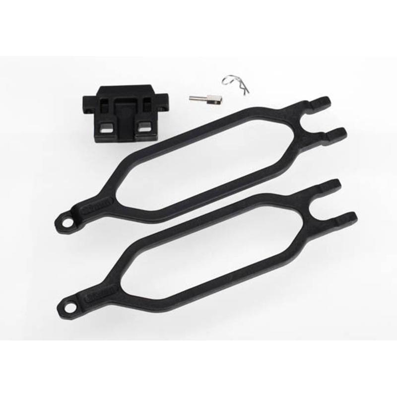TRAXXAS 6727 Hold down, battery (2)/ hold down retainer/ battery post/ angled body clip: STAMPEDE 4x4