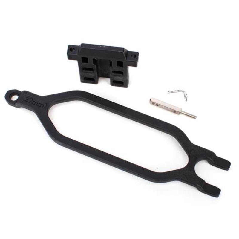 TRAXXAS 6727X Hold down, battery/ hold down retainer/ battery post/ angled body clip (allows for installation of taller, multi-cell batteries): STAMPEDE 4x4
