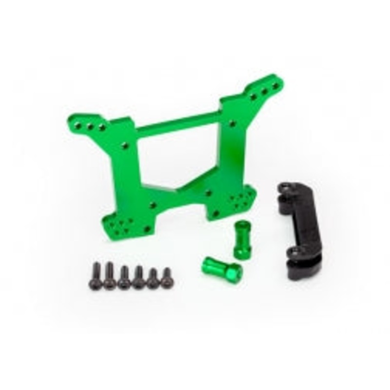 TRAXXAS 6738G Shock tower, rear, 7075-T6 aluminum (green-anodized) (1)/ body mount bracket (1)