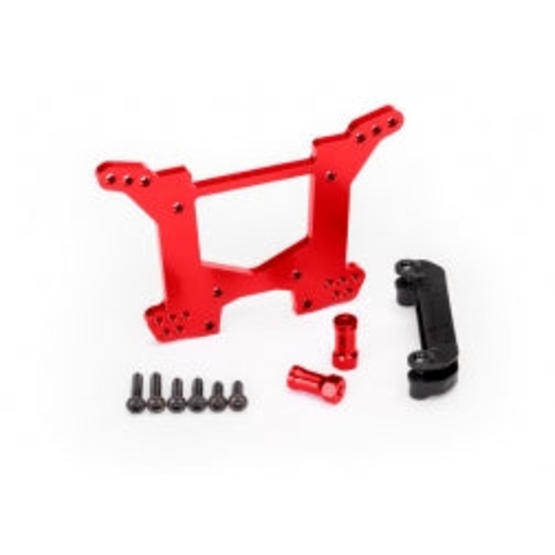 TRAXXAS 6738R Shock tower, rear, 7075-T6 aluminum (red-anodized) (1)/ body mount bracket (1)