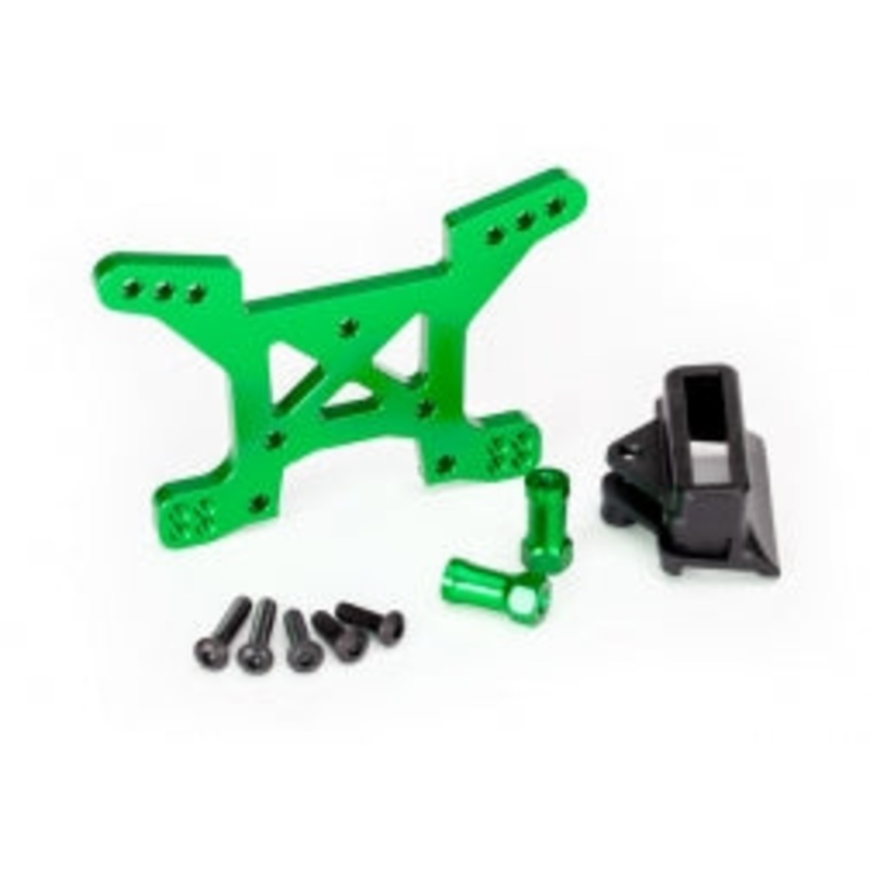 TRAXXAS 6739G Shock tower, front, 7075-T6 aluminum (green-anodized) (1)/ body mount bracket (1)