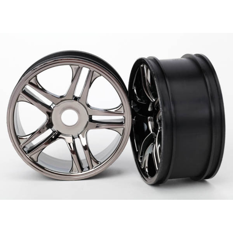 TRAXXAS 6476 Wheels Split Spoke Blk Chrm Rear XO-1
