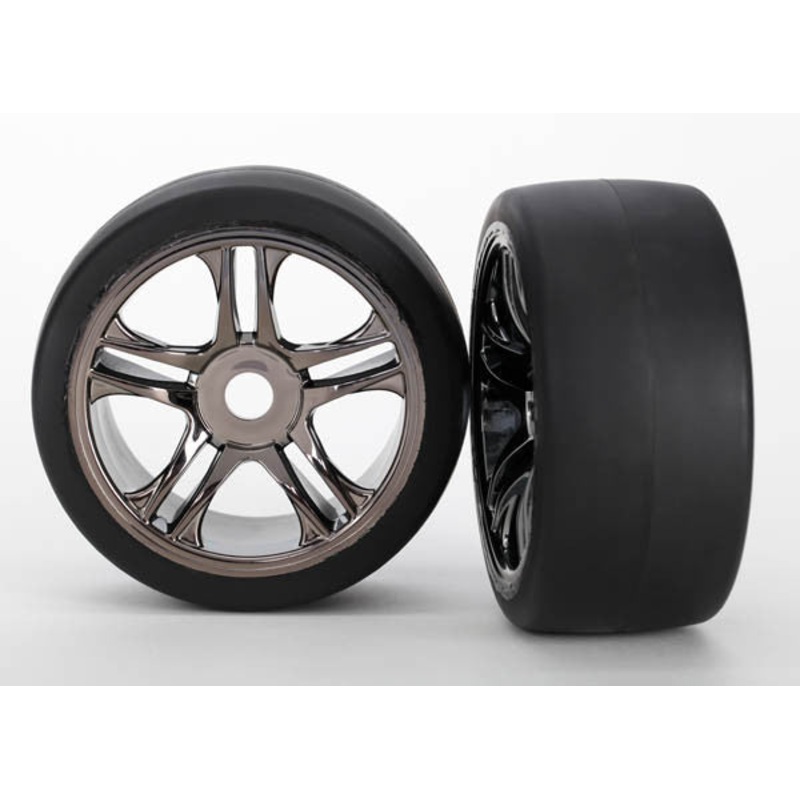 TRAXXAS 6479 Tires/Wheels Assembled Black Chrome Front XO-1