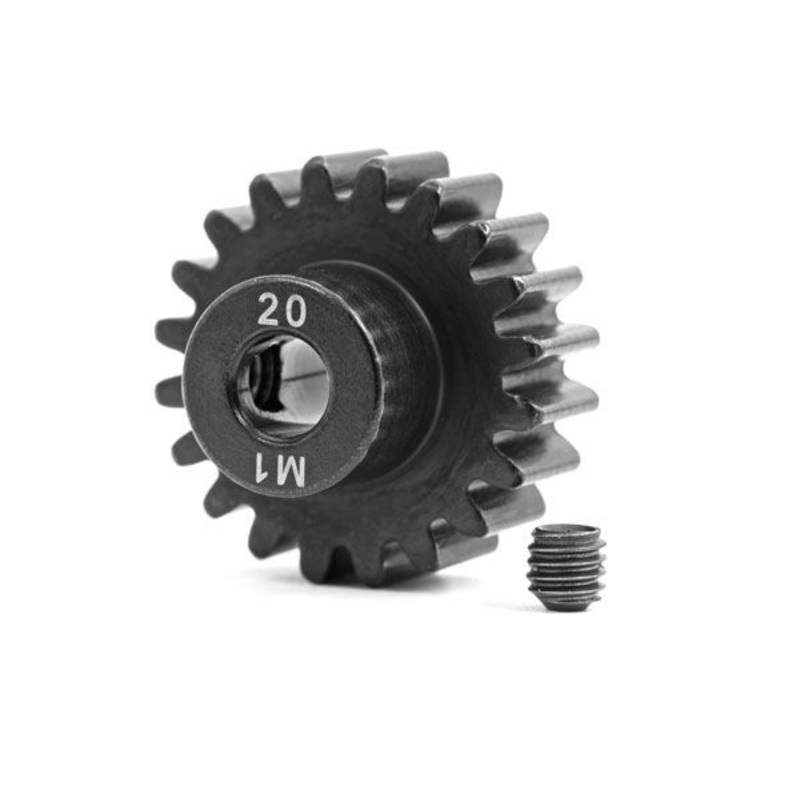 TRAXXAS 6494R Gear, 20-T pinion (machined, hardened steel) (1.0 metric pitch) (fits 5mm shaft)/ set screw