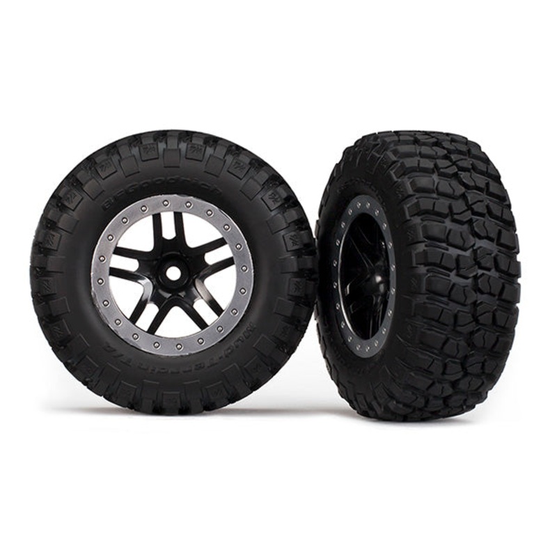 TRAXXAS 5885 BFGoodrich KM2 Front Tire Satin Chrome w/Split-Spoke Front Wheel