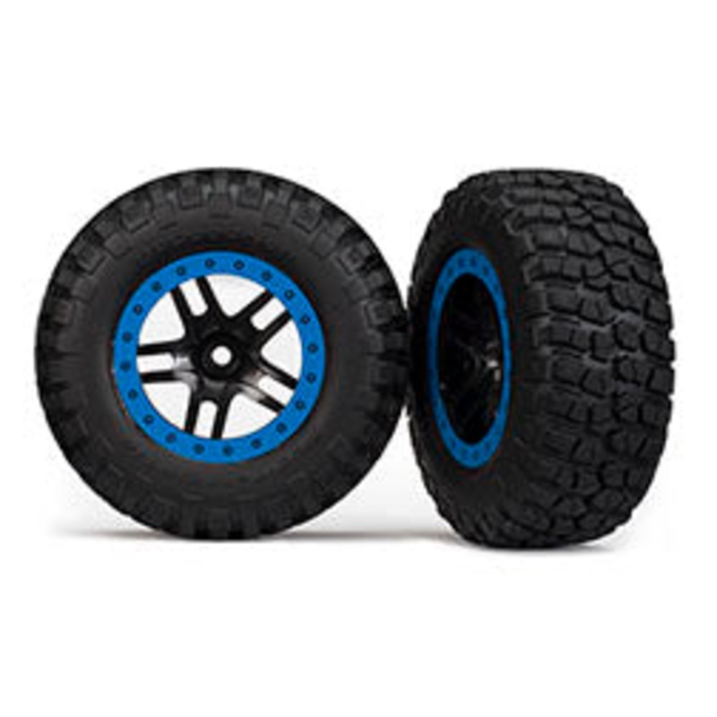 TRAXXAS 5885A BFGoodrich KM2 Front Tire (2) (Black/Blue) (Standard) w/Split-Spoke Front Wheel