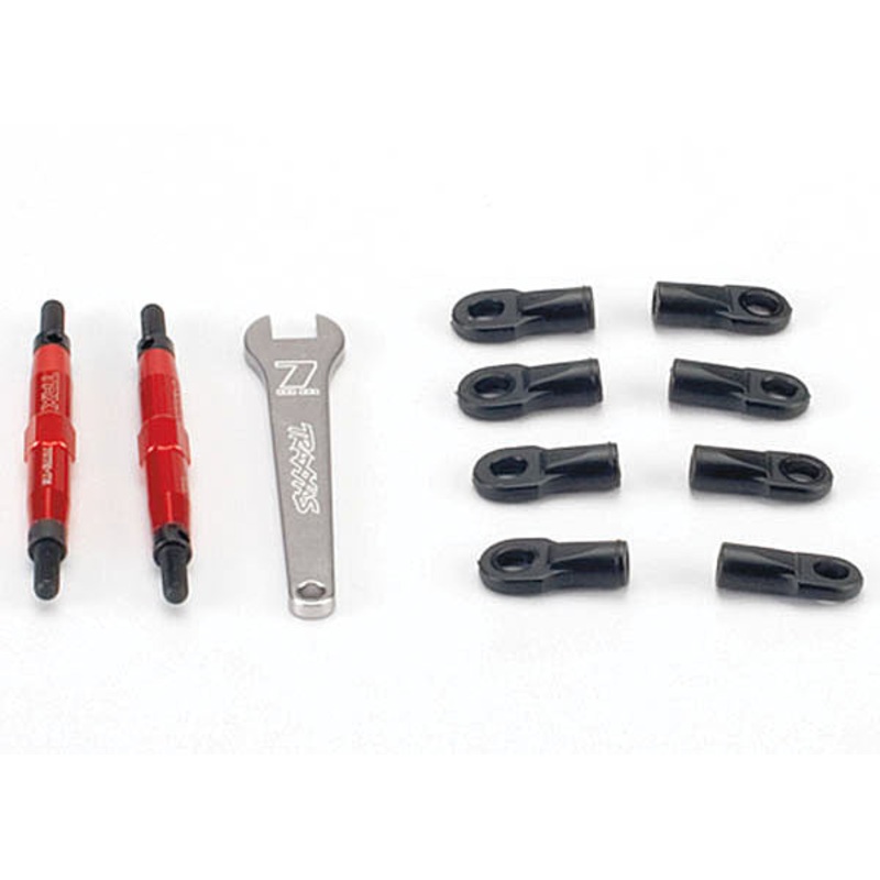TRAXXAS 5938R Toe links, Slayer (Tubes 7075-T6 aluminum, red) (74mm, fits front or rear) (2)/ rod ends, rear (4)/ rod ends, front (4)/ wrench (1)