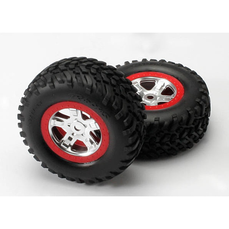 TRAXXAS 5973A Tires/Wheels Assembled Red Bdlck Slayer