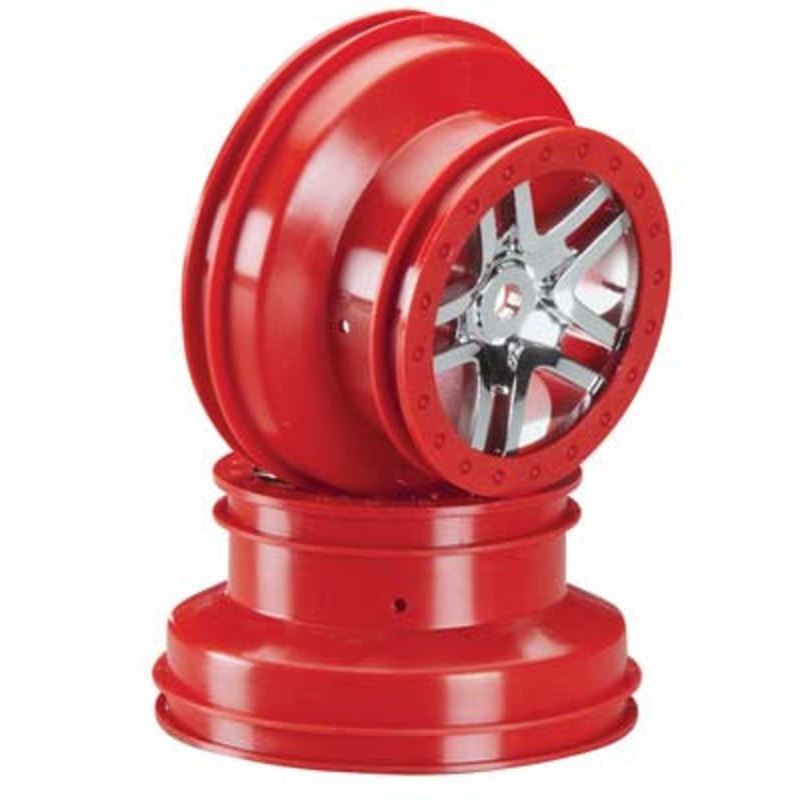 TRAXXAS 5974A Wheels SCT Split-Spoke Red Beadlock