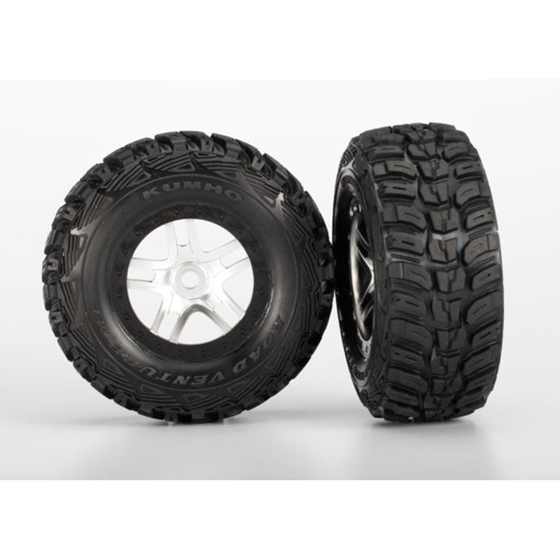 TRAXXAS 5976R Kumho Venture MT Tire w/Split-Spoke Wheel (2) (Satin Chrome)
