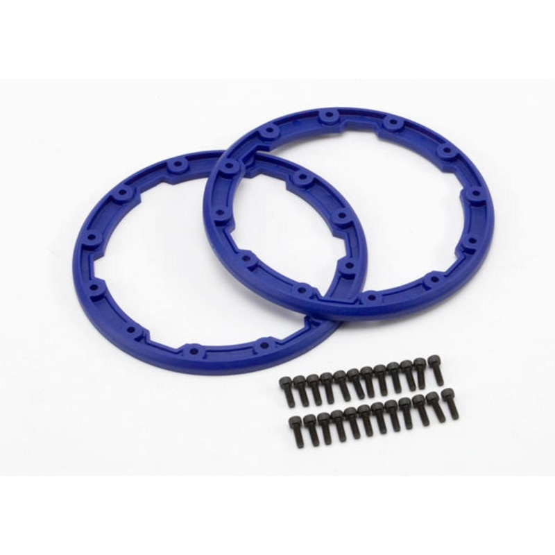 TRAXXAS 5666 Sidewall protector, beadlock style (blue) (2)/ 2.5x8mm CS (24) (for use with Geode wheels)