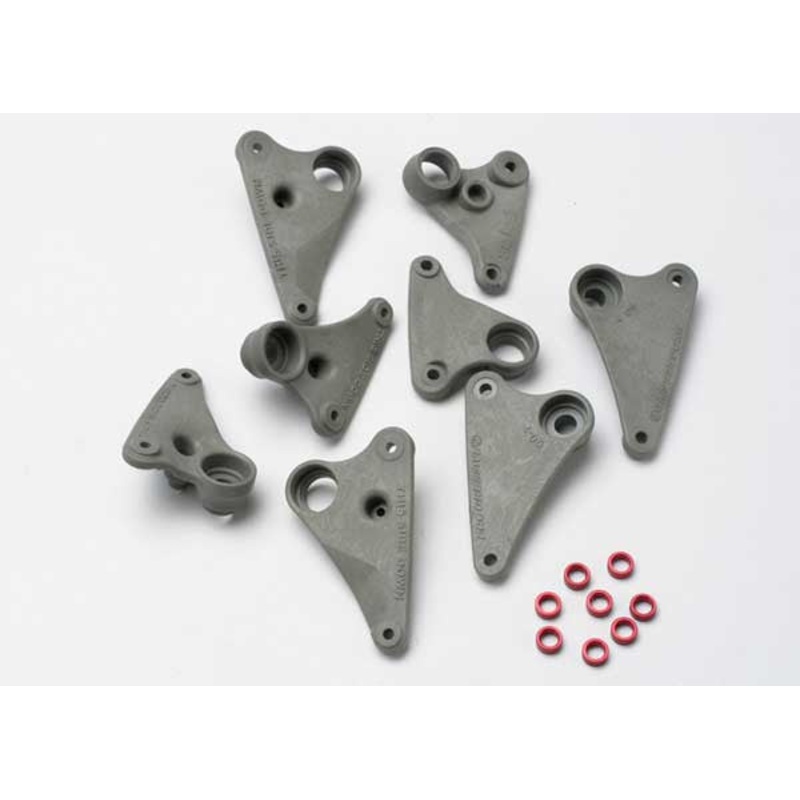 TRAXXAS 5358 Rocker arm set, progressive-2 (90-T)/ spacers (red aluminum) (8)