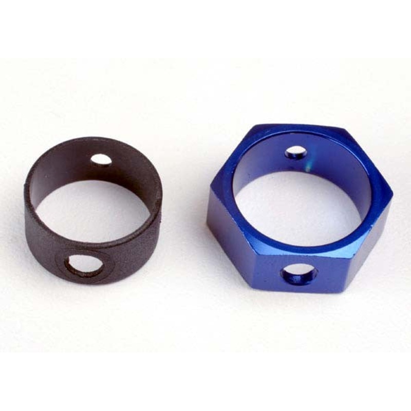 TRAXXAS 4966 Brake adapter, hex aluminum (blue)