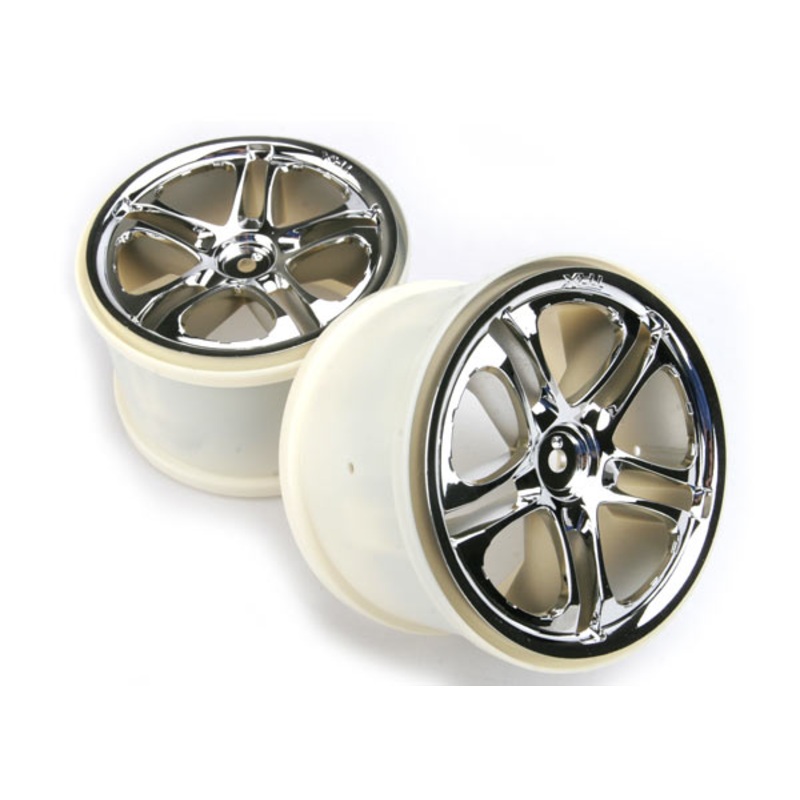 TRAXXAS 5172X Wheels, SS Split-Spoke 3.8" chrome (2) fits Revo / T-Maxx / E-Maxx with 6mm axle and 14mm hex