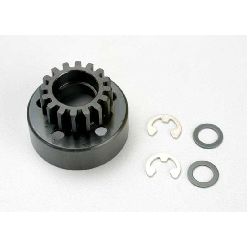 TRAXXAS 5216 Clutch bell (16-tooth)/5x8x0.5mm fiber washer (2)/ 5mm e-clip (requires 5x11x4mm ball bearings part #4611) (1.0 metric pitch)
