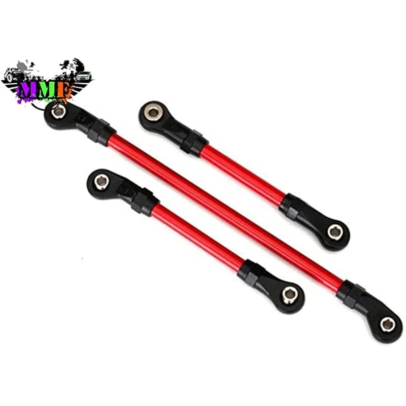 TRAXXAS 8146R Steering link, 5x117mm (1)/ draglink, 5x60mm (1)/ panhard link, 5x63mm (red powder coated steel) (assembled with hollow balls) (for use with #8140R TRX-4 Long Arm Lift Kit)
