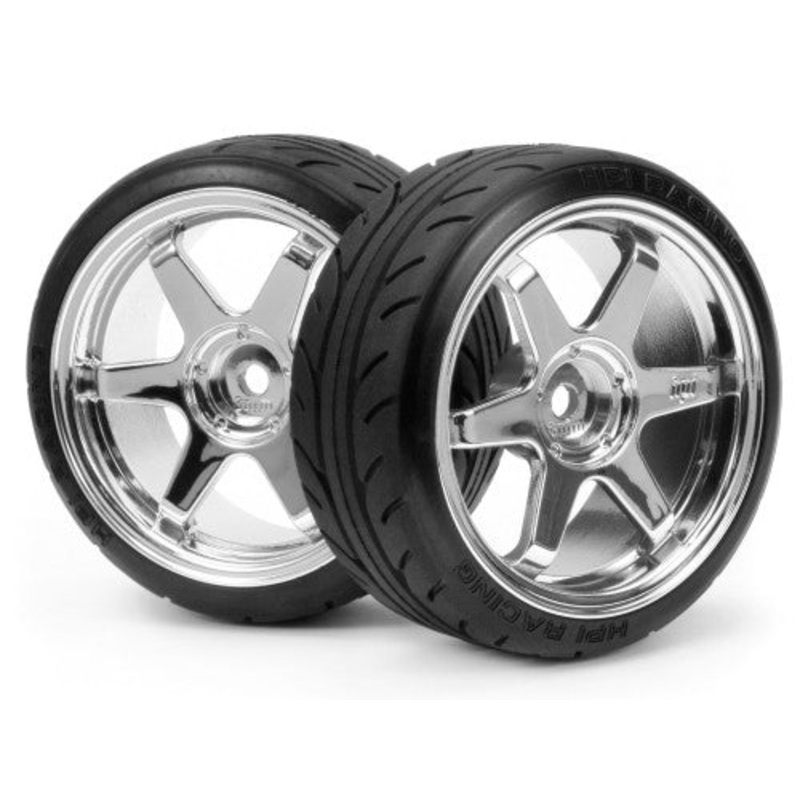 HPI 4704 Mounted Super Drift Tire (A Type) TE37 Chrome Wheel