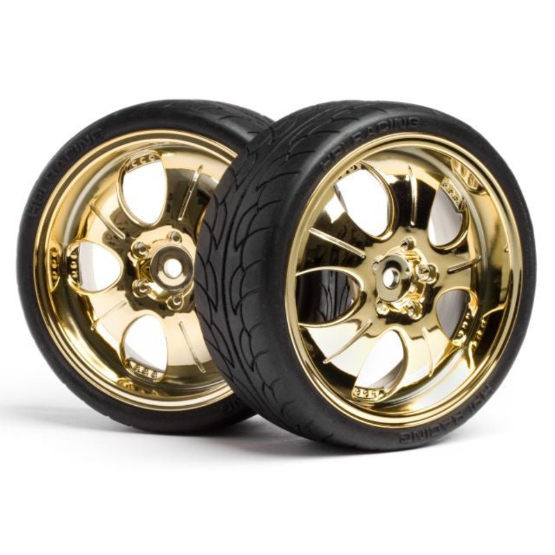 HPI 4723 Mounted Super Low Tread Tire Gold *DISC*