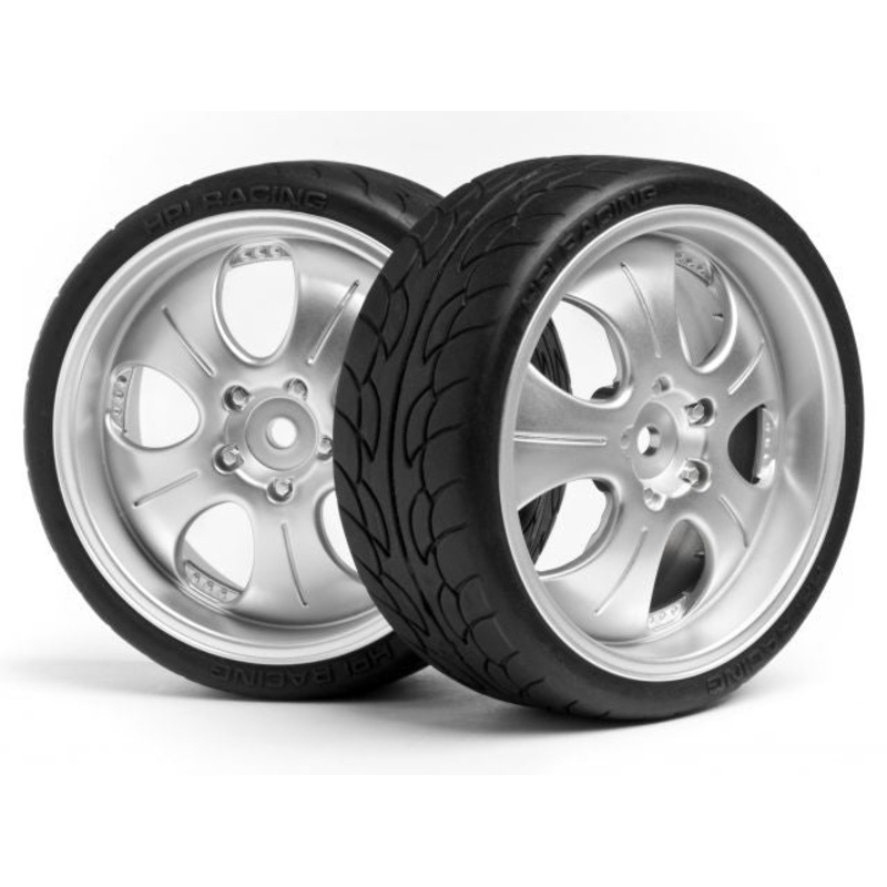 HPI 4724 Mounted Low Tread Tire Matte Chrome *DISC*