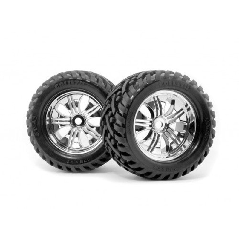 HPI 4728 Mounted Goliath Tire/Tremor Chrome Wheel